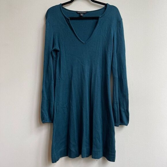 Banana Republic Women's Notch V-Neckline Long Sleeves Blue Shirt Dress Size L - Picture 1 of 5